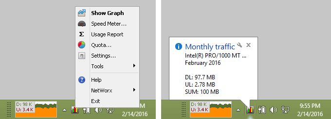 Theo dõi băng thông mạng ngay trên Taskbar với NetWorx
