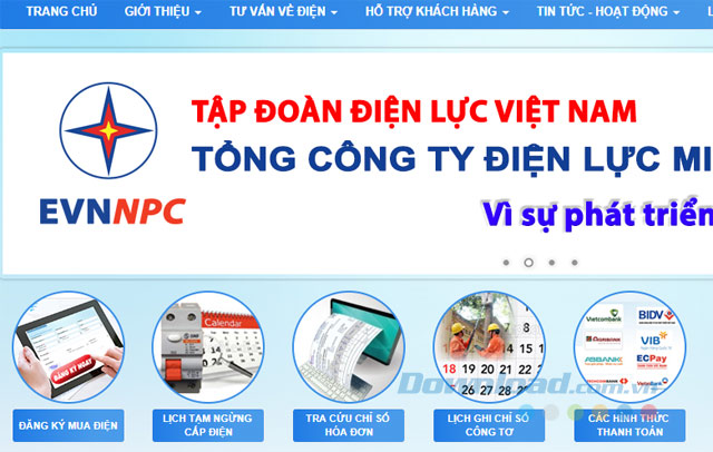 Giao diện chính EVN NPC
