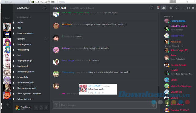 Giao diện Discord for Windows