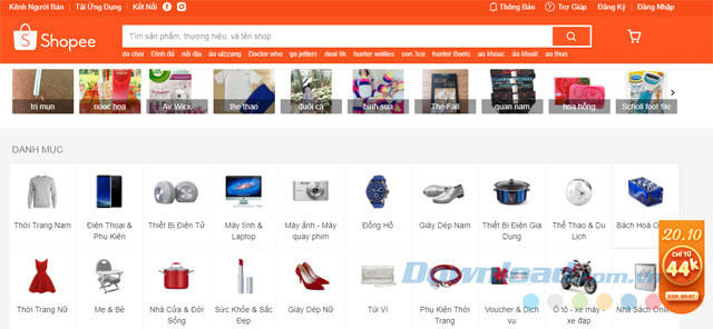 Giao diện Shopee 