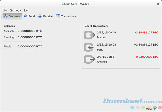 Giao diện Bitcoin Core