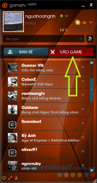 Vào game