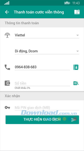 Thanh toán cước dịch vụ