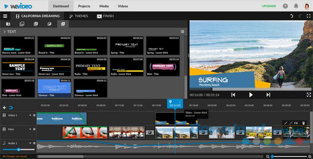 Phần mềm chỉnh sửa video WeVideo