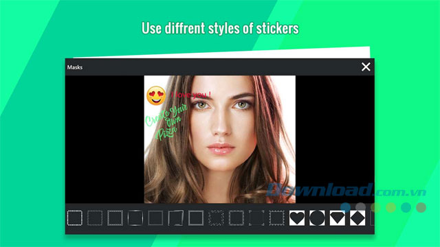 Trang trí ảnh bằng sticker, text