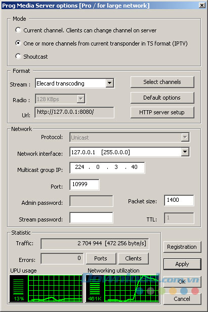 Giao diện Prog Media Server