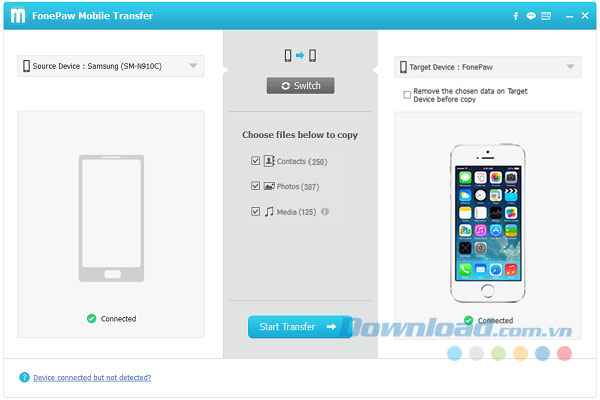 Chuyển dữ liệu di động với FonePaw Mobile Transfer