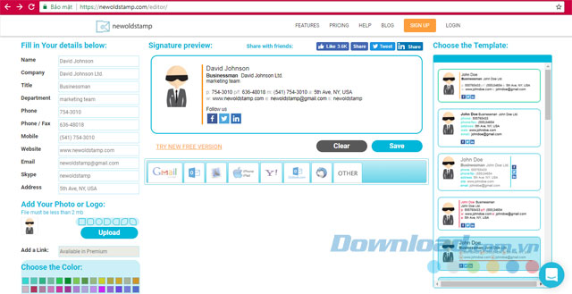 Giao diện Newoldstamp