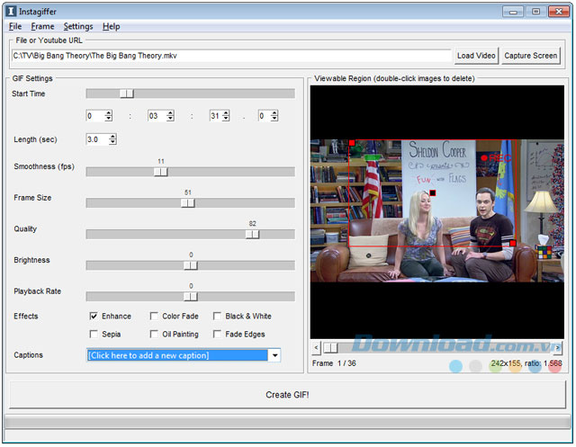 Giao diện Instagiffer