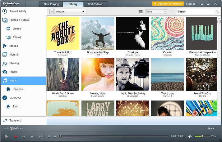 Thư viện media của Realplayer