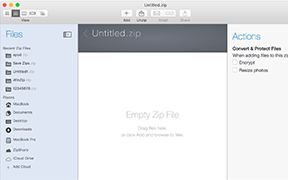 WinZip Mac Edition panel