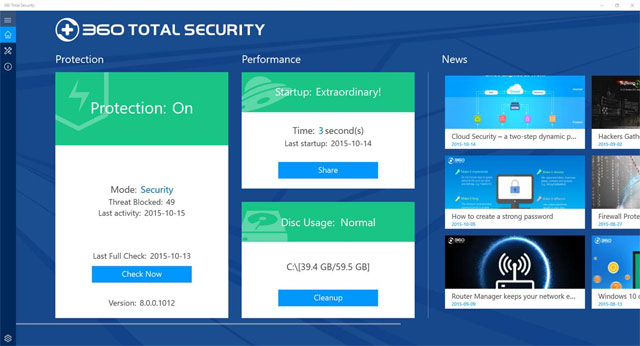 Giao diện 360 Total Security