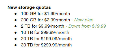 Các gói dung lượng Google One