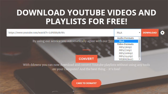 Chọn định dạng video hoặc audio