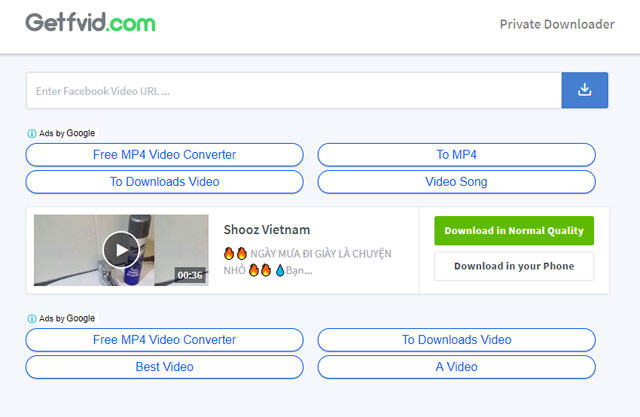 Chọn chất lượng video tải về