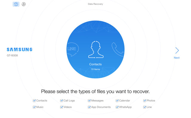 Giao diện PhoneRescue for Android