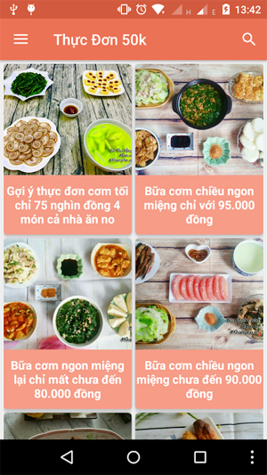 Thực đơn với giá 50 nghìn