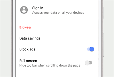 Opera for Android chặn quảng cáo thông minh