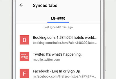 Opera for Android đồng bộ dữ liệu