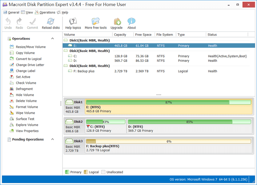 Giao diện Macrorit Partition Expert Free Edition