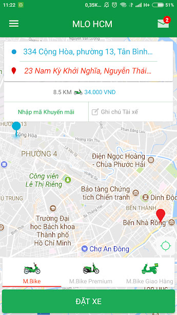 Đặt xe Taxi Mai Linh