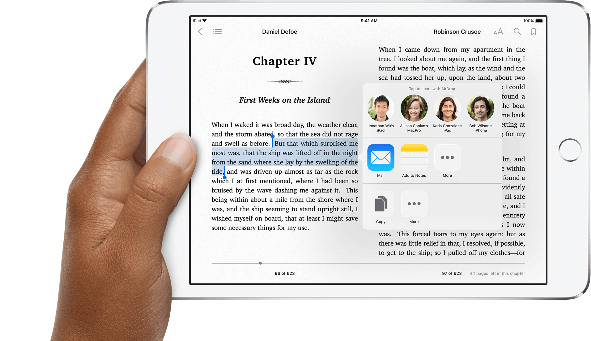 ibooks hỗ trợ chia sẻ đoạn trích lên mạng xã hội