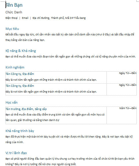 Hồ sơ cá nhân (Theo trình tự thời gian)