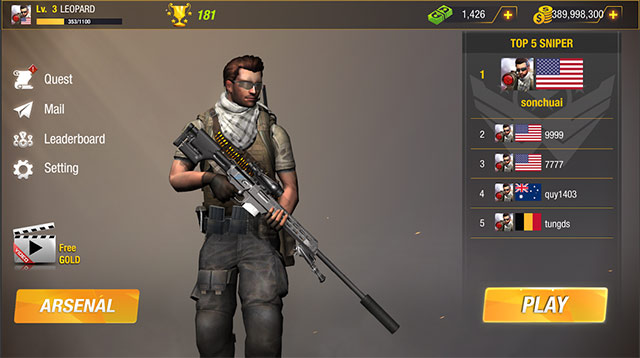 Chọn nhân vật trong Bullet Strike: Sniper