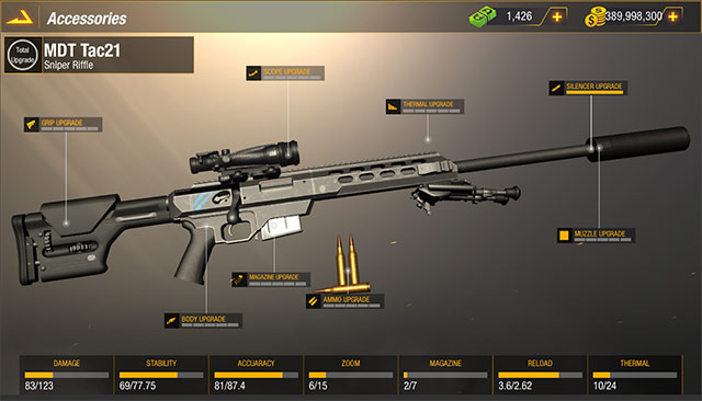 Vũ khí game Bullet Strike: Sniper cực đẹp