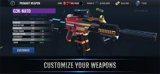 Armed Heist cho phép người chơi tùy chỉnh vũ khí