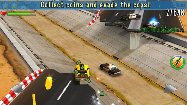 Thu thập tiền xu và tránh xe cảnh sát trong Reckless Getaway