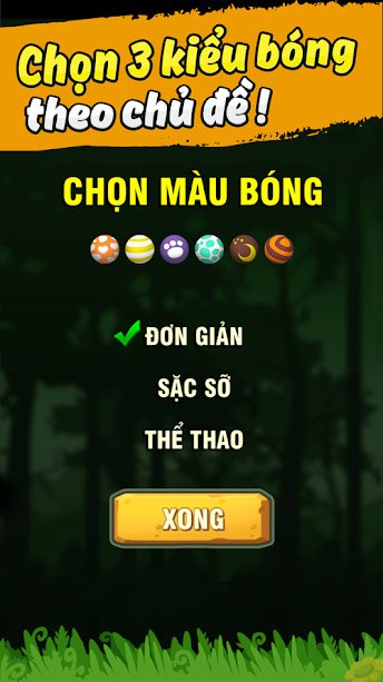 Chọn kiểu bóng trong Bắn trứng khủng long