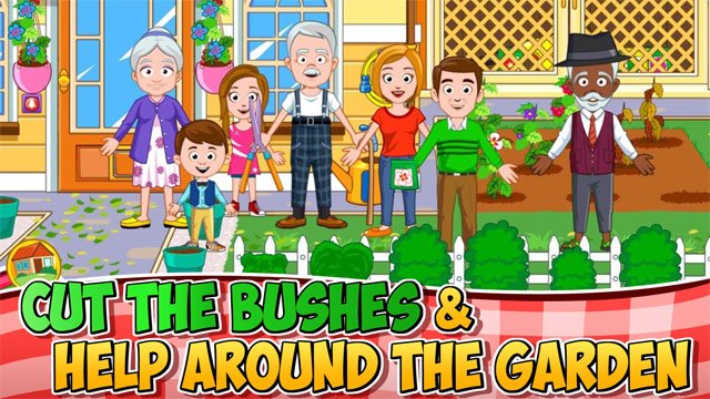 Giúp ông bà cắt cỏ và làm vườn