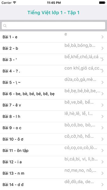 Bài học Tiếng Việt Lớp 1 