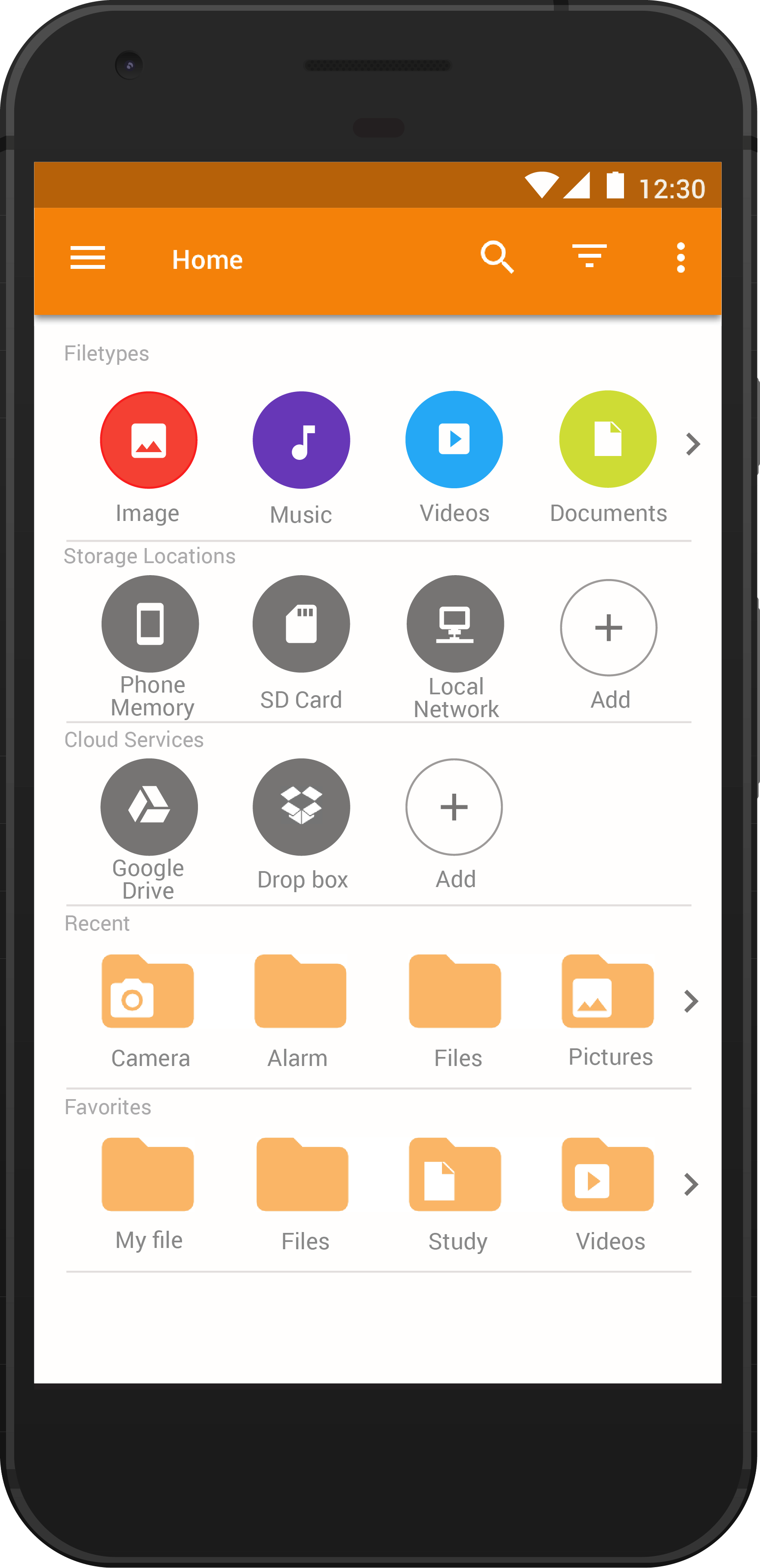 giao diện chính của Astro File Manager