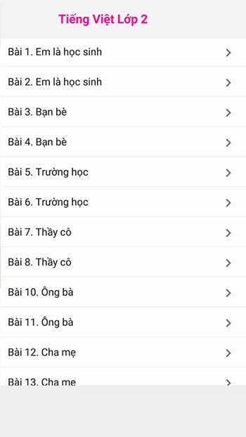 Bài học trong Tiếng Việt 2