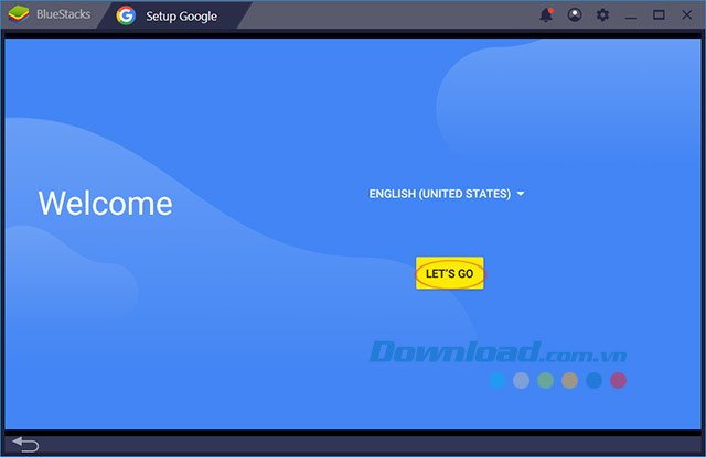 Lựa chọn ngôn ngữ cài đặt BlueStacks 4