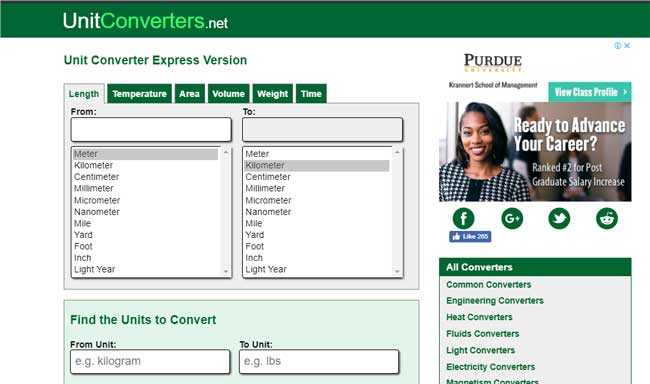 Giao diện Unit Converters