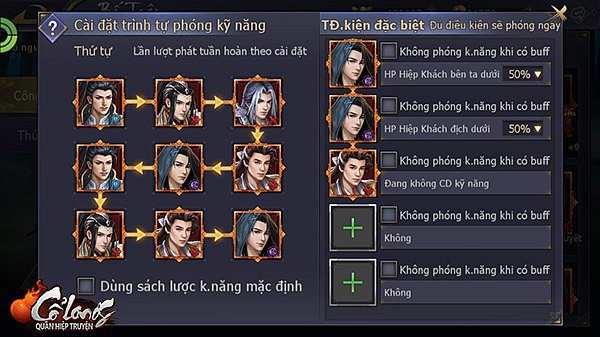 Sắp xếp thứ tự trận hình khi chiến đấu trong Cổ Long Quần Hiệp Truyện