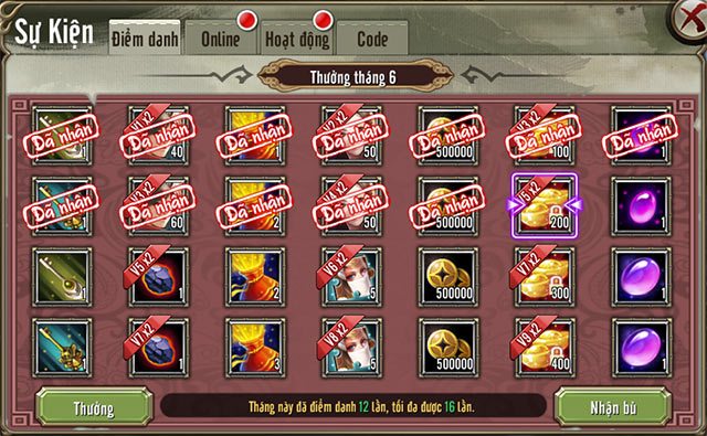 Quà điểm danh hàng ngày