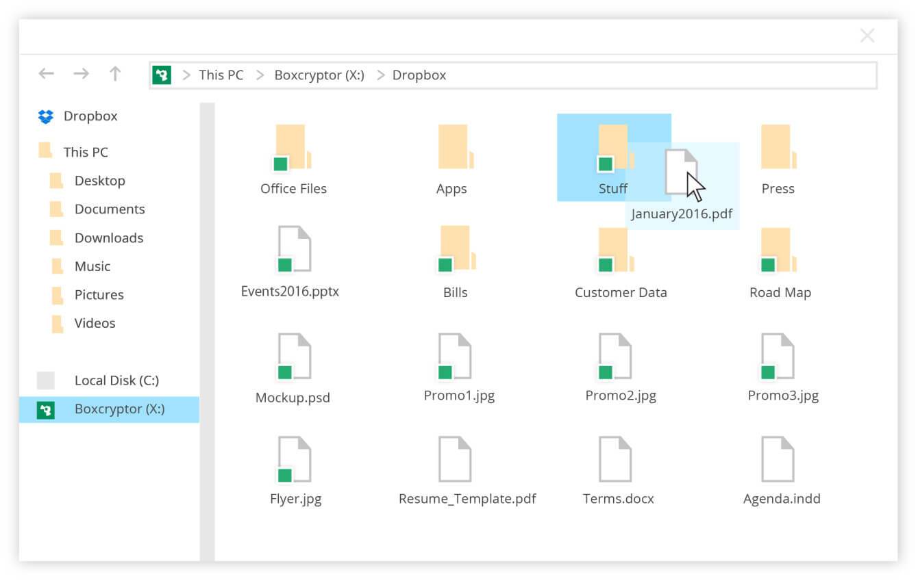 Giao diện BoxCryptor