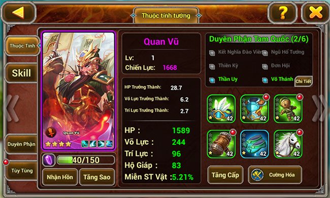 Thuộc tính của Tướng trong X Tam Quốc: 3Q Mobi 