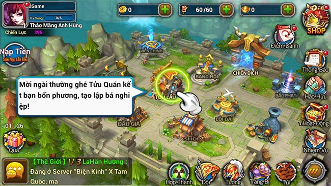 Giao diện chính của game X Tam Quốc: 3Q Mobi 