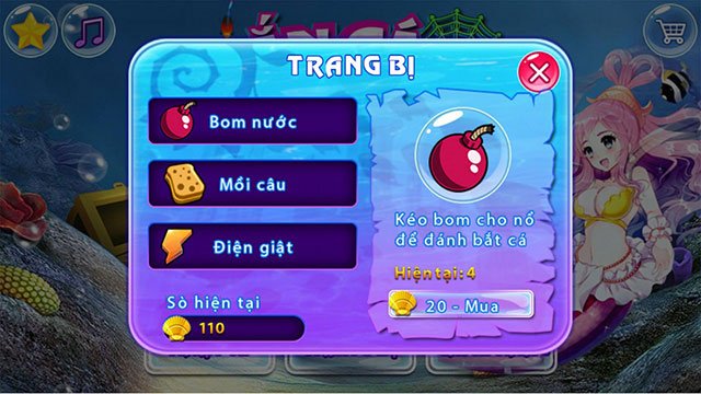 Trang bị trong Bắn cá ăn xu 