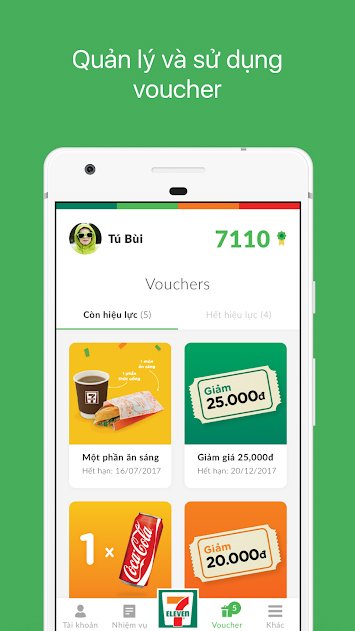 Quản lý các voucher trên Seven eleven