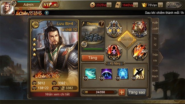 Chỉ số của Tướng trong Công Thành Tam Quốc