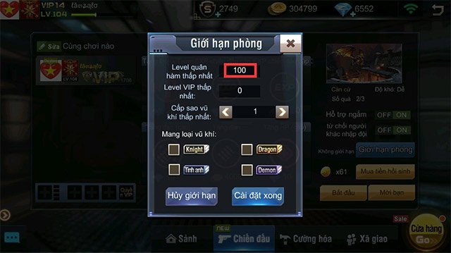 Giới hạn phòng PVE