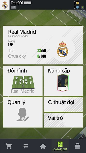 Chi tiết đội bóng của game bóng đá FIFA Online 4 Mobile