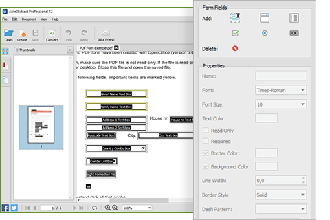 Able2extract Professional hỗ trợ điền vào biểu mẫu PDF