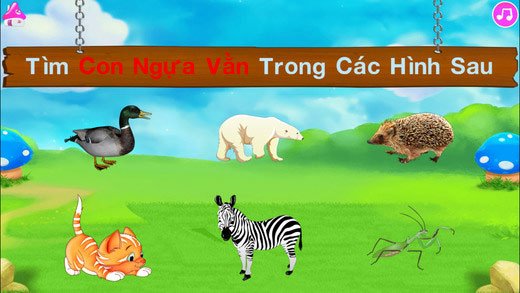 Tìm con vật trong Bé Vui Học 